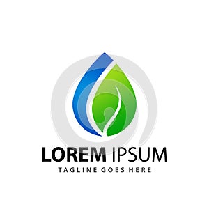 Abstract Water Drop Leaf Logo Design Template Vector Premium