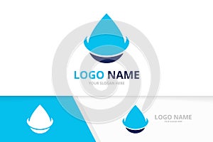 Abstract water drop logo. Aqua spa logotype design template.
