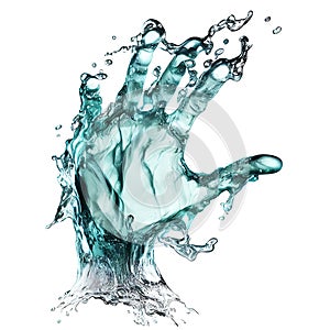 Abstract water hand reaching out - flowing and splashing