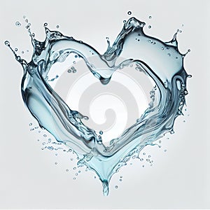 Abstract water heart design element, water flowing and splashing in heart shape