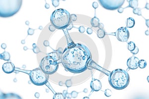 Abstract water molecules design. Atoms. Abstract water background for banner or flyer. Science or medical background. 3d