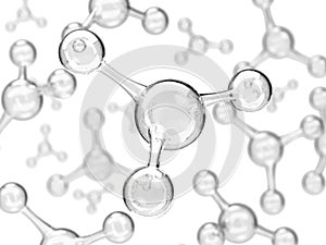 Abstract water molecules design. Atoms. Abstract water background for banner or flyer. Science or medical background. 3d