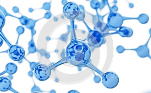 Abstract water molecules design. Atoms. Abstract water background for banner or flyer. Science or medical background. 3d