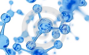 Abstract water molecules design. Atoms. Abstract water background for banner or flyer. Science or medical background. 3d