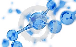 Abstract water molecules design. Atoms. Abstract water background for banner or flyer. Science or medical background. 3d