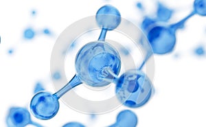 Abstract water molecules design. Atoms. Abstract water background for banner or flyer. Science or medical background. 3d