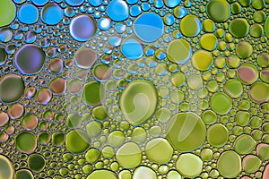 Abstract water oil bubble colorful background. Natural backdrop