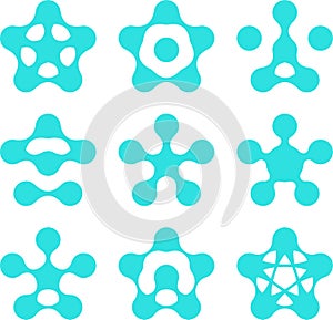 Abstract water pentagonal molecule logo template photo