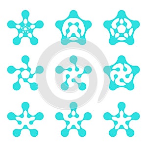Abstract water pentagonal molecule logo template