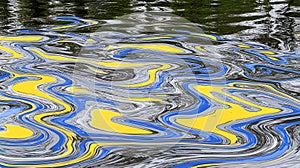 Abstract water reflection yellow blue gray swirls texture