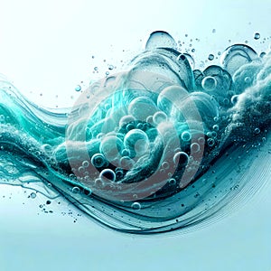 Abstract Water Wave Background With Bubbles,