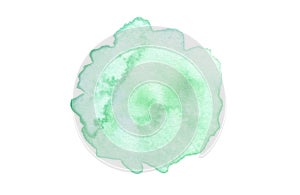 Abstract watercolor and acrylic blot painting. Green Color design element. Texture paper. Isolated on white background