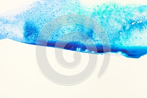 Abstract watercolor and acrylic flow blot painting. Blue Color canvas texture horizonta background