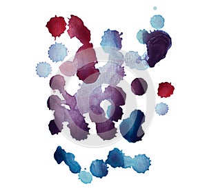 Abstract watercolor aquarelle hand drawn blot colorful paint splatter stain