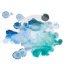 Abstract watercolor aquarelle hand drawn blue art