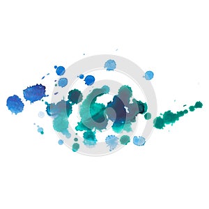 Abstract watercolor aquarelle hand drawn blue drop