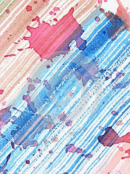 Abstract watercolor background blue and red splash