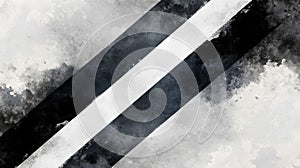 Abstract Watercolor Background with Diagonal Black and White Stripes