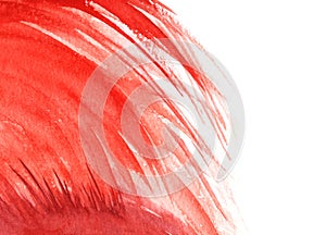 Abstract watercolor background. In half red and white. Shallow red hatching lines. Hand drawn illustration.