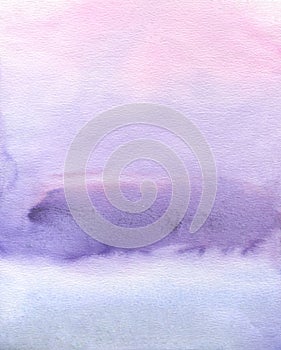 Abstract watercolor background, hand painted texture, purple paint stains. Design for backgrounds, wallpapers, covers and