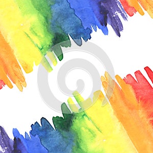 Abstract watercolor background, hand painted texture, rainbow brush stroke stains. Design for backgrounds, wallpapers, covers and