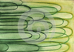 Abstract watercolor background with paper texture, green and yellow colors.