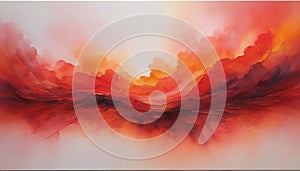Abstract watercolor background with red and orange layers