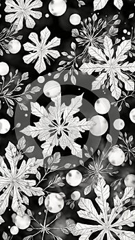 Abstract watercolor background of white snowflakes. Generative AI.