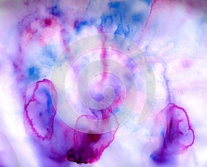 Abstract watercolor backgroundIn blue and purple colors. Hand drawn.