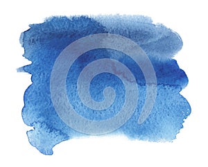 Abstract watercolor blue spot. Texture watercolor paint smear on a white background. Isolated horizontal vector