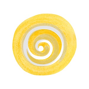 Abstract watercolor bright yellow spot isolated on a white background, hand-drawn.