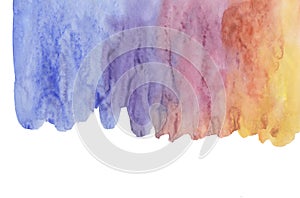 Abstract watercolor brush strokes isolated on white, creative illustration, artistic color palette, grunge smear, blue, red purple