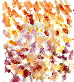 Abstract watercolor brush strokes. Orange, brown, purple colors