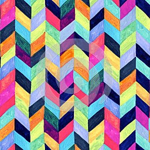 Abstract watercolor chevron seamless pattern. Water color stripes background