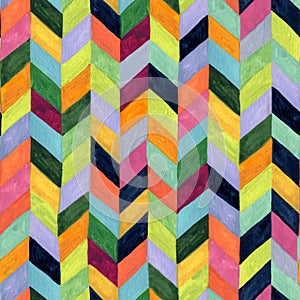 Abstract watercolor chevron seamless pattern. Water color stripes background