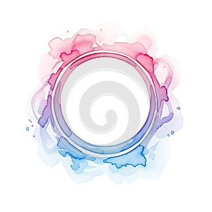 Abstract Watercolor Circle Frame with Pink and Blue Gradient