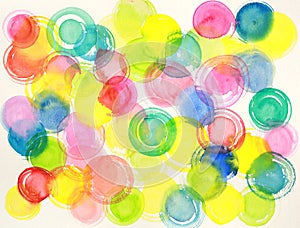 Abstract watercolor circles painting