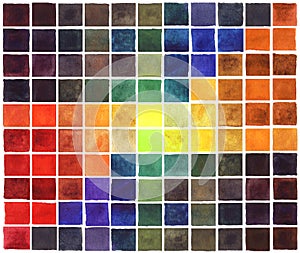 Abstract watercolor colorful squares