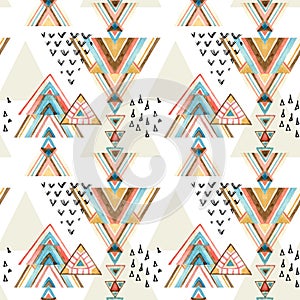 Abstract watercolor ethnic seamless pattern.