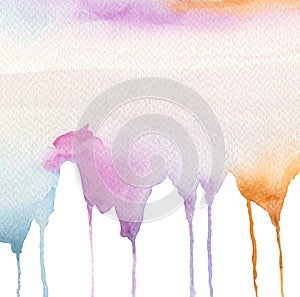 Abstract watercolor flow down painted background.