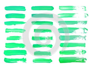 Abstract watercolor green brush strokes isolated on white, creative illustration,fashion background. Vector