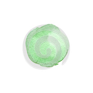 Abstract Watercolor green hand painted circle. Beautiful element for design. Color background