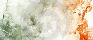 Abstract Watercolor Green And Orange Ink Flowing Texture Background