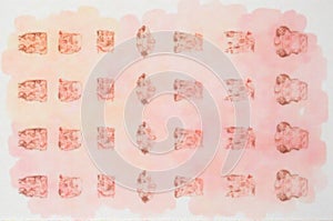 Abstract watercolor grid with organic shapes in soft pink and beige tones photo