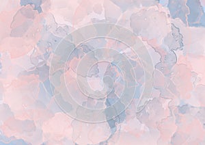 Abstract watercolor grunge background in pastel color. Illustration of paint drips in pink and blue