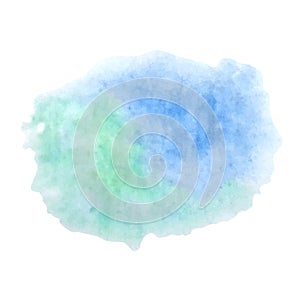 Abstract watercolor hand paint texture blue and green isolated on white background. Watercolor textured backdrop