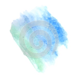 Abstract watercolor hand paint texture blue and green isolated on white background. Watercolor textured backdrop