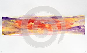 Abstract watercolor hand painted background. Colorful multicolored watercolor brush on white paper