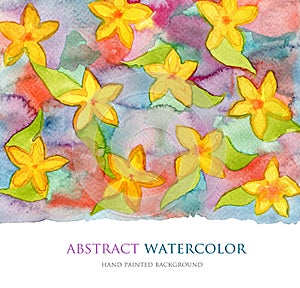 Abstract watercolor hand painted background. Flower pattern.