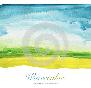 Abstract watercolor hand painted landscape background.